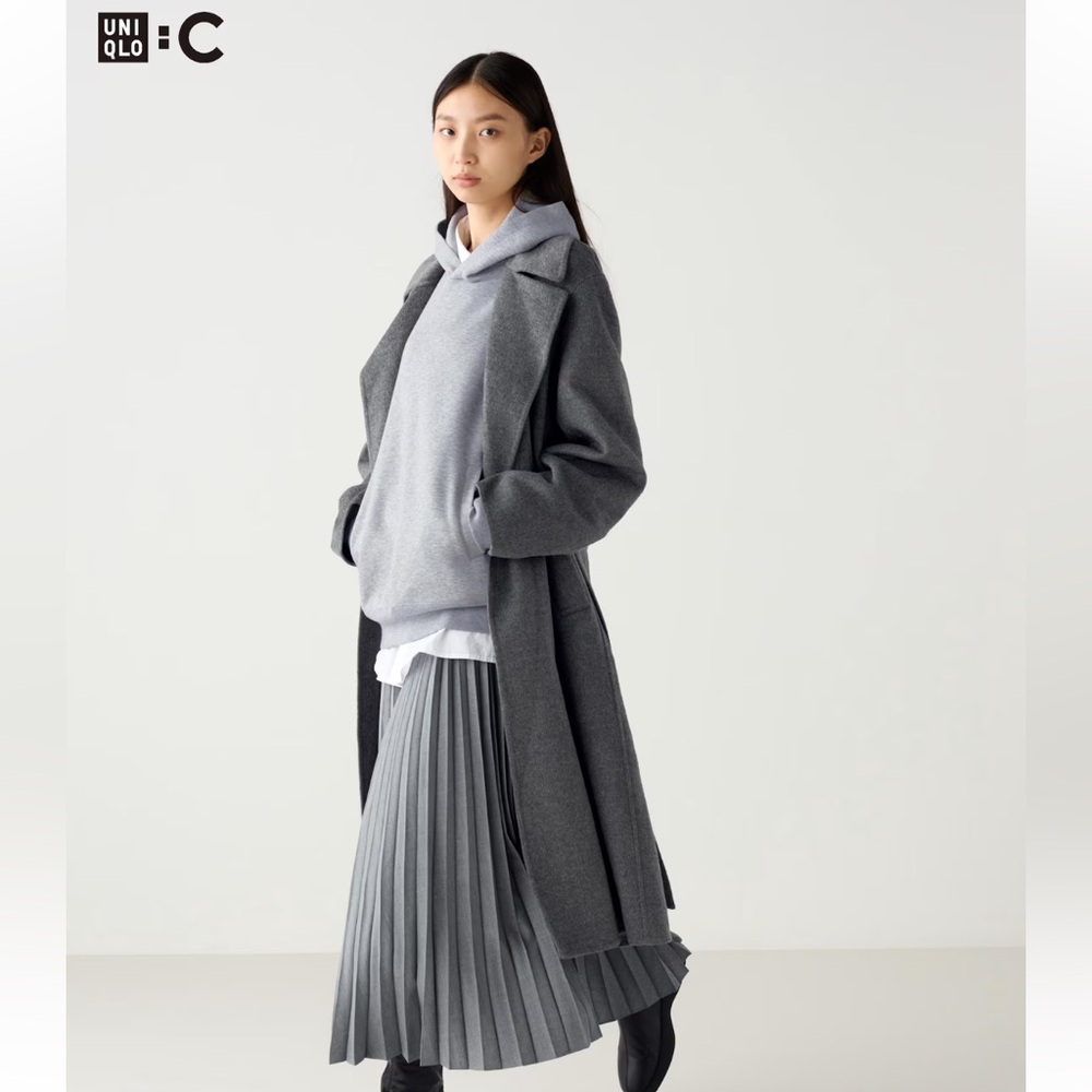 Uniqlo:C Pleated Long Skirt, Grey, Size M